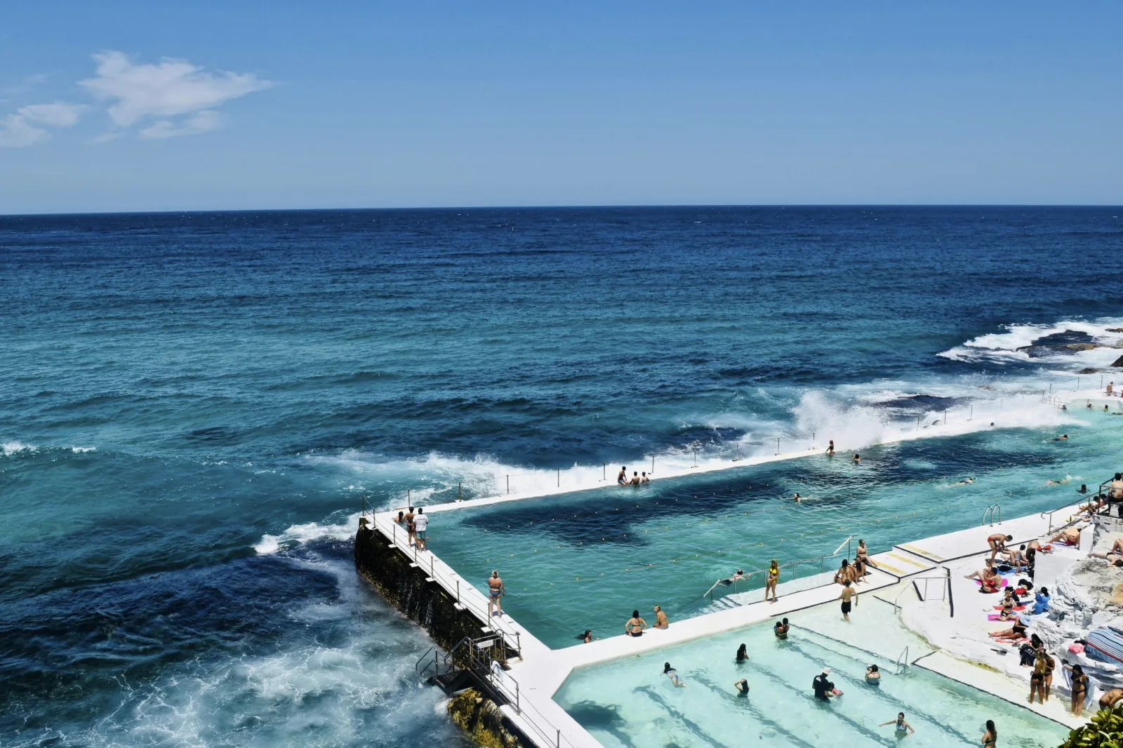 Ocean pool beside the sea on a bright day